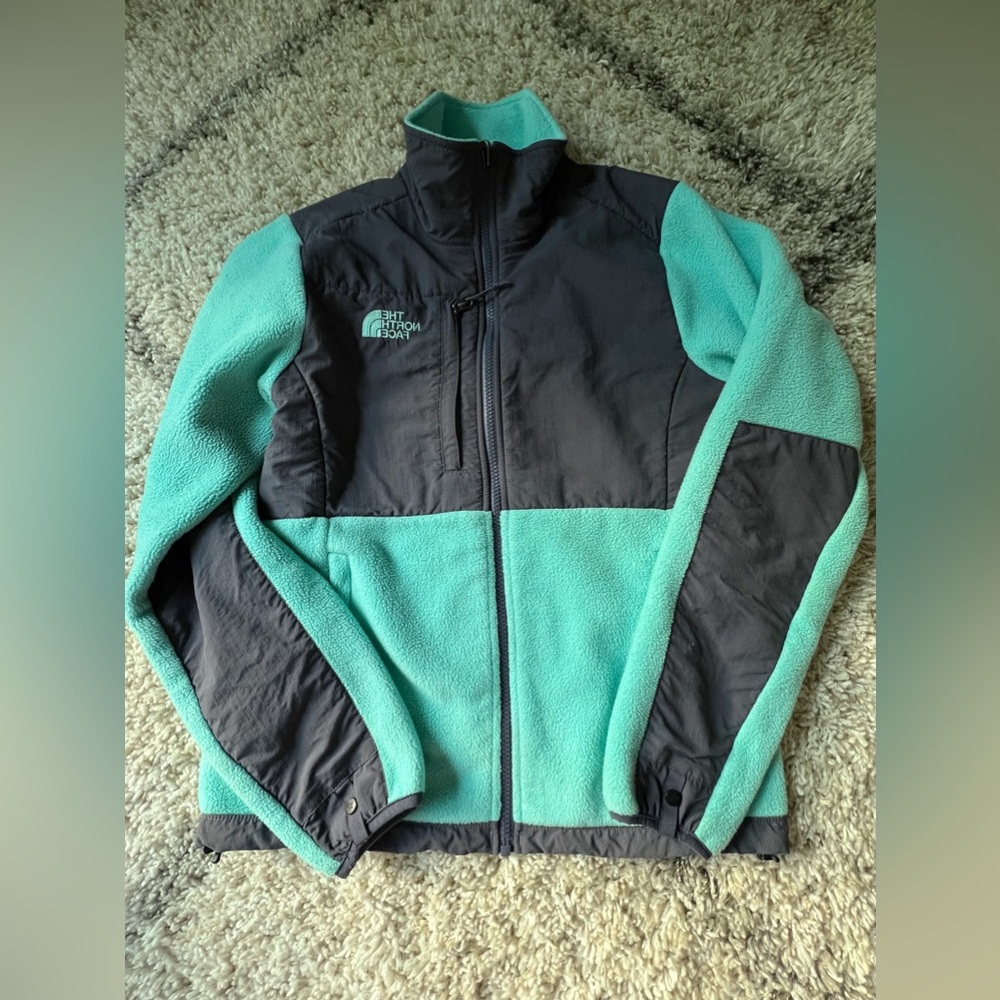 North Face Denali Fleece Full Zip Jacket Women’s. Teal and Dark Gray (Size S)